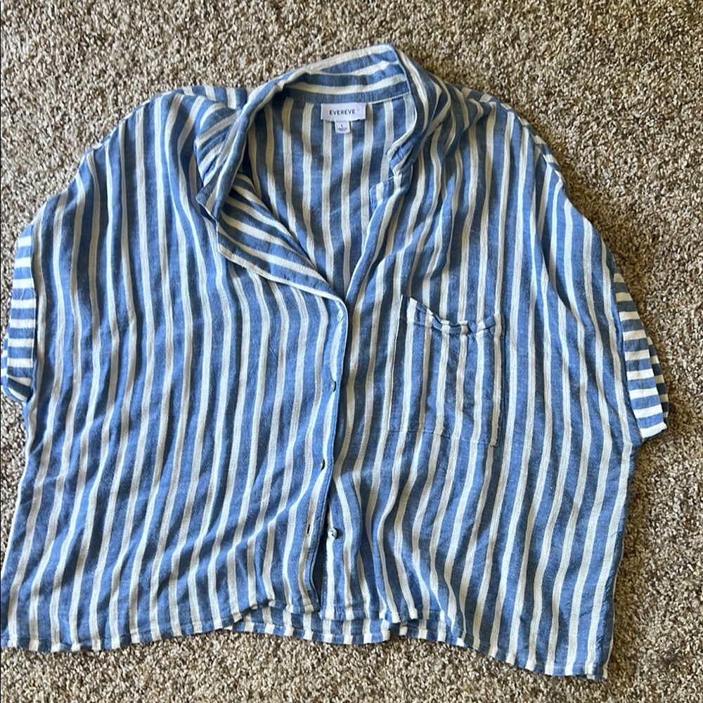 Everlane Striped Button-Up in Blue and White